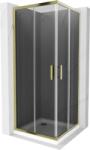 Mexen Rio cabină de duș pătrată 70 x 70 cm, grafit, auriu + cadă de duș Flat, alb - 860-070-070-50-40-4010G (860-070-070-50-40-4010G)