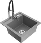 Mexen Vito chiuvetă de bucătărie din granit cu 1 compartiment și baterie Aster, gri - 6503-71-73450-07 (6503-71-73450-07)