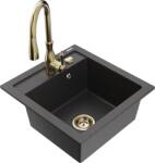 Mexen Vito chiuvetă de bucătărie din granit cu 1 cuvă și baterie Savita, neagră cu pete - 6503-76-672601-50 (6503-76-672601-50)