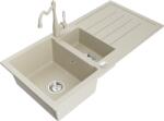 Mexen Andres chiuvetă din granit cu 1, 5 compartimente, cu scurgător și baterie de bucătărie Carla, bej - 6515-69-670700-69 (6515-69-670700-69)