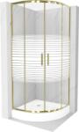 Mexen Rio cabină de duș semirotundă 70 x 70 cm, dungi albe, auriu + cadă de duș, alb - 863-070-070-50-20-4710 (863-070-070-50-20-4710)
