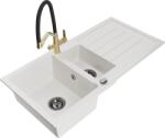 Mexen Andres chiuvetă de granit cu 1, 5 camere, cu scurgător și baterie de bucătărie Duo, alb - 6515-20-671701-57-B (6515-20-671701-57-B)