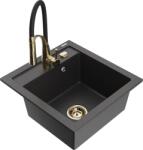 Mexen Vito chiuvetă de granit cu 1 compartiment și baterie de bucătărie Aster, negru pătat - 6503-76-73450-57-G (6503-76-73450-57-G)