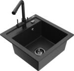 Mexen Vito chiuvetă de granit cu 1 compartiment și baterie de bucătărie Duero, negru/argintiu metalizat (6503-73-671600-70-B)