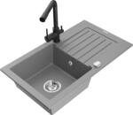 Mexen Pablo chiuvetă de granit cu 1 compartiment, cu scurgător și baterie de bucătărie Duero, gri - 6510-71-671600-70 (6510-71-671600-70)