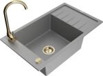 Mexen Elias chiuvetă granit 1-cameră cu picurător și baterie de bucătărie Telma, gri - 6511-71-670200-50 (6511-71-670200-50)