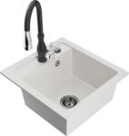 Mexen Vito chiuvetă de bucătărie de granit cu 1 cuvă cu baterie Savita, albă - 6503-20-672601-70 (6503-20-672601-70)