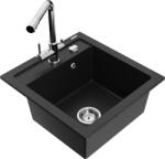 Mexen Vito chiuvetă de granit cu 1 compartiment și baterie de bucătărie Duero, Neagră - 6503-77-671600-00 (6503-77-671600-00)