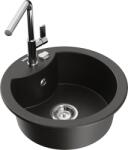Mexen Diego chiuvetă de granit cu 1 compartiment și robinet de bucătărie Flora, negru/auriu metalizat - 6512-75-670401-00 (6512-75-670401-00)