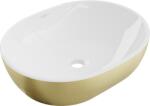 Mexen Viki chiuvetă deasupra blatului 48 x 35 cm, alb/auriu cu model de linii - 21054817 (21054817)