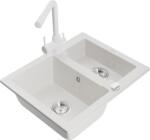 Mexen Carlos chiuvetă de granit 1, 5-cupe cu robinet de bucătărie Duero, alb - 6518-20-671600-20 (6518-20-671600-20)