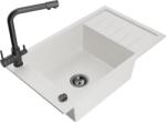 Mexen Elias chiuvetă de granit cu 1 compartiment cu scurgător și baterie de bucătărie Duero, alb - 6511-20-671600-70 (6511-20-671600-70)