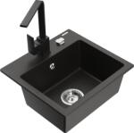 Mexen Milo chiuvetă de granit cu 1 compartiment cu baterie de bucătărie Rita, negru/auriu metalic - 6505-75-670300-70 (6505-75-670300-70)