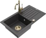 Mexen Pablo chiuvetă de bucătărie din granit cu o singură cuvă, cu scurgător și robinet de bucătărie Carla, negru cu (6510-76-670700-50)