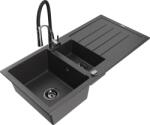 Mexen Andres chiuvetă de granit cu 1, 5 compartimente și scurgere, baterie de bucătărie Aster, negru cu pete (6515-76-73450-07-B)