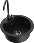 Mexen Diego chiuvetă de bucătărie din granit cu 1 cuvă și baterie Telma, negru - 6512-77-670200-70-B (6512-77-670200-70-B)