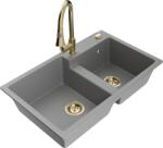 Mexen Tomas chiuvetă de granit cu 2 compartimente și baterie de bucătărie Elia, gri - 6516-71-670101-50 (6516-71-670101-50)
