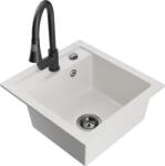 Mexen Vito chiuvetă de granit cu 1 cameră și baterie de bucătărie Elia, albă - 6503-20-670101-70 (6503-20-670101-70)