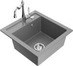 Mexen Vito chiuvetă de bucătărie din granit cu 1 cuvă și baterie de bucătărie Carla, gri - 6503-71-670700-00 (6503-71-670700-00)