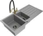 Mexen Andres chiuvetă de granit cu 1, 5 compartimente, cu scurgător și baterie de bucătărie Duo, gri - 6515-71-671701-57-B (6515-71-671701-57-B)