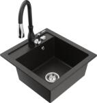 Mexen Vito chiuvetă de granit cu 1 compartiment cu baterie de bucătărie Savita, negru/auriu metalic - 6503-75-672601-70 (6503-75-672601-70)