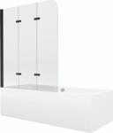 Mexen Cube cadă dreptunghiulară 170 x 80 cm cu panouri si paravan cu 3 aripi 120 cm, transparent, Neagră - 550517080X9012037000 (550517080X9012037000)