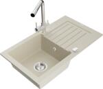 Mexen Pablo chiuvetă de granit cu 1 compartiment cu scurgător și baterie de bucătărie Duero, bej - 6510-69-671600-00 (6510-69-671600-00)