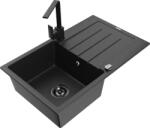 Mexen Bruno chiuvetă granit cu o cuvă și picurător și baterie de bucătărie Rita, negru/argintiu metalic (6513-73-670300-70-B)