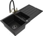 Mexen Andres chiuvetă granitică 1, 5-camere cu scurgător și baterie de bucătărie Duo, negru - 6515-77-671701-57-B (6515-77-671701-57-B)