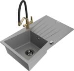 Mexen Cesar chiuvetă din granit cu 1 compartiment cu scurgător și baterie Duo, gri - 6514-71-671701-57-B (6514-71-671701-57-B)