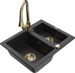 Mexen Carlos chiuvetă granit 1, 5-camere cu baterie de bucătărie Elia, negru/argintiu metalic - 6518-73-670101-50 (6518-73-670101-50)