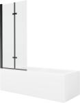 Mexen Cubik cadă dreptunghiulară 160 x 70 cm cu panou și paravan cu 2 canaturi 80 cm, transparent, negru - 550316070X9208027000 (550316070X9208027000)