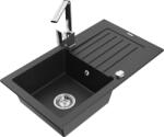 Mexen Pablo chiuvetă granit de bucătărie cu 1 compartiment cu scurgător și baterie de bucătărie Rita, negru/metalic argintiu - 6 (6510-73-670300-00)