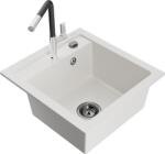 Mexen Vito chiuvetă de bucătărie din granit, cu 1 cuvă, cu baterie Flora, alb - 6503-20-670401-07-B (6503-20-670401-07-B)
