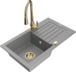 Mexen Pablo chiuvetă din granit cu 1 compartiment cu scurgător și baterie de bucătărie Savita, gri - 6510-71-672601-50 (6510-71-672601-50)