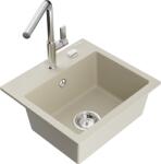 Mexen Milo chiuvetă de bucătărie din granit cu 1 compartiment și baterie Flora, bej - 6505-69-670401-00 (6505-69-670401-00)