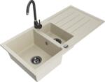 Mexen Andres chiuvetă de granit cu 1, 5 cuve, cu scurgător și baterie de bucătărie Telma, bej - 6515-69-670200-70 (6515-69-670200-70)