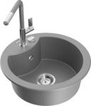 Mexen Diego chiuvetă de bucătărie din granit cu 1 cuvă cu baterie Flora, gri - 6512-71-670401-06 (6512-71-670401-06)