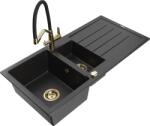 Mexen Andres chiuvetă din granit cu 1, 5 compartimente, cu scurgător și baterie de bucătărie Duo, negru/argintiu (6515-73-671701-57-G)