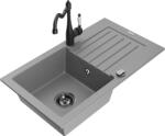 Mexen Pablo chiuvetă de granit cu o cuvă și scurgător și baterie de bucătărie Carla, gri - 6510-71-670700-70-B (6510-71-670700-70-B)