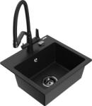 Mexen Milo chiuvetă de granit cu 1 compartiment cu baterie de bucătărie Duo, neagră - 6505-77-671701-70-B (6505-77-671701-70-B)