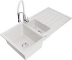 Mexen Andres chiuvetă de granit cu 1, 5 compartimente cu scurgător și baterie de bucătărie Aster, alb - 6515-20-73450-02 (6515-20-73450-02)