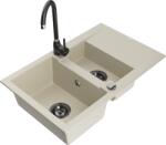 Mexen Gaspar chiuvetă de granit cu 1, 5 compartimente cu scurgător și baterie de bucătărie Telma, bej - 6507-69-670200-70 (6507-69-670200-70)