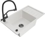 Mexen Elias chiuvetă de granit cu 1 cuvă cu picurător și baterie de bucătărie Duo, albă - 6511-20-671701-70-B (6511-20-671701-70-B)