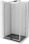 Mexen Apia cabină de duș extensibilă 140 x 100 cm, transparent, Crom + cadă de duș Flat, Neagră - 840-140-100-01-00-4070 (840-140-100-01-00-4070)