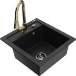 Mexen Vito chiuvetă de bucătărie din granit cu 1 cuvă și baterie Elia, negru - 6503-77-670101-50-B (6503-77-670101-50-B)