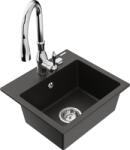 Mexen Milo chiuvetă de granit cu 1 compartiment și baterie de bucătărie Savita, negru/metalic auriu - 6505-75-672601-00 (6505-75-672601-00)