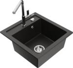 Mexen Vito chiuvetă de granit cu 1 compartiment cu baterie de bucătărie Flora, negru/auriu metalizat - 6503-75-670401-00 (6503-75-670401-00)
