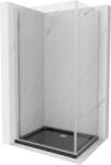 Mexen Pretoria cabină de duș cu balamale 80 x 100 cm, Transparent, Crom + cadă pentru duș Flat, Neagră - 852-080-100-01-00-4070 (852-080-100-01-00-4070)