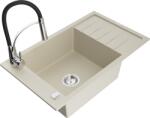 Mexen Elias chiuvetă de bucătărie din granit cu 1 compartiment, cu scurgere și baterie Aster, bej - 6511-69-73450-07 (6511-69-73450-07)